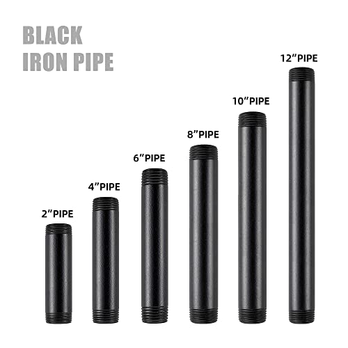 10 Pack 3/4 * 6Inch Rustic Industrial Style Coating Black Thread Pipe Nipple For Home Decor… (6 Inch) #TOP2