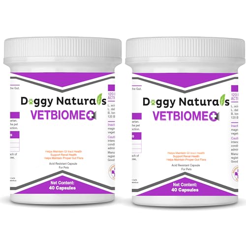 Vetbiome Plus High Potency Probiotics for Pets (40 Capsules) Made in U.S.A - NO Refrigeration Required !! (80 Caps (2 Pack))