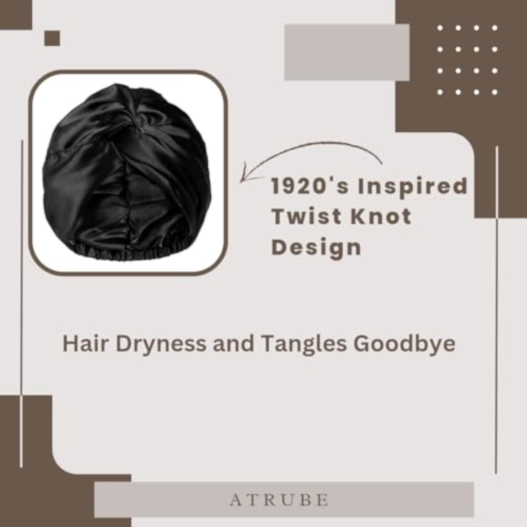 Silk Satin Reversible Sleep Cap with Adjustable Tie Band