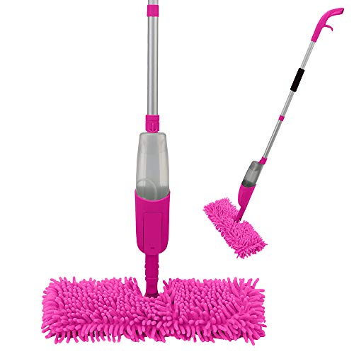 ANSIO Spray Mop Microvezel Floor Mop met Spray, Herbruikbare Microfiber Pad (Machine Wasbaar) en Navulbare Fles. Geschikt voor Hout, Vinyl, Marmer, Tegels en Laminaatvloer Reiniging -Roze