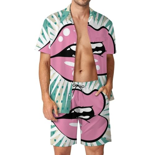 Chemise Hawaïenne Homme Ensemble Short Pantalon pour Vacances Été