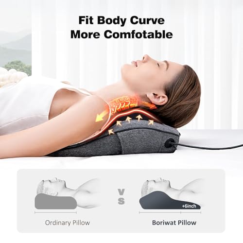 Image of Boriwat Neck and Back Massager with Heat, 3D Kneading Shiatsu Massage Pillow for Neck, Back, Shoulders, Legs, Deep Tissue Relief for Sore Muscles, Home & Car, Great Gift for Women, Men, Mom, Dad
