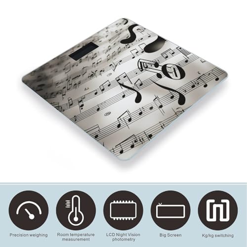 Báscula digital de baño con diseño de notas musicales miniatura 3
