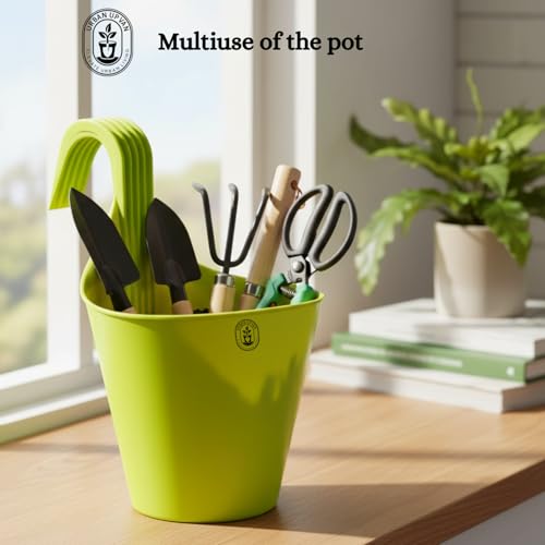 Image of Urban Upvan Plastic Hanging Planters 5 Pcs (8 Inch, Multicolor) | Flower Hanging Pots for Home & Balcony Garden | Hanging Planters for Home Plants | Hooked Hanging Pots
