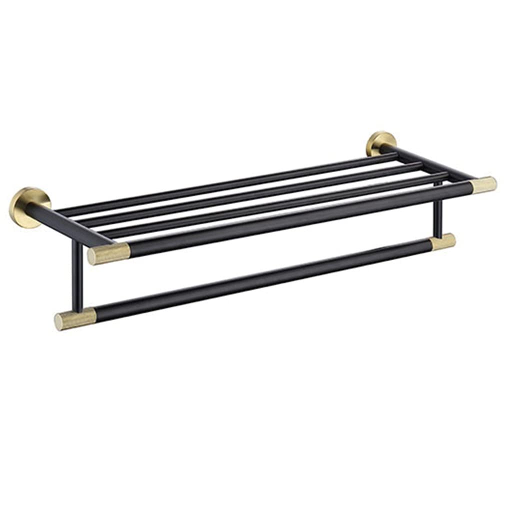 Toallero de baño negro y oro con estante de acero resistente a humedad 5