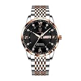 Montre professionnelle pour homme : montre à grand cadran pour homme avec date du jour. Index romains en diamant, facile à lire, style professionnel classique, résiste à l'épreuve du temps, belle et exceptionnelle.