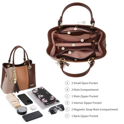 Image of Pomelo Best Purses and Handbags for Women with Multiple Pockets, Leather Top Handle Satchel Fashion Tote Shoulder Bags Ladies