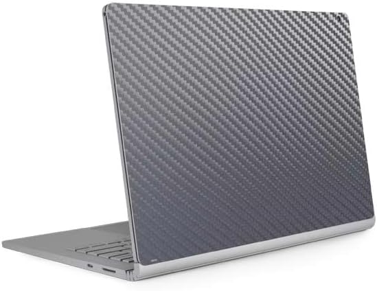 Skinit Decal Laptop Skin Compatible with Surface Book 2 13.5in - Silver Carbon Fiber Specialty Texture Material Design