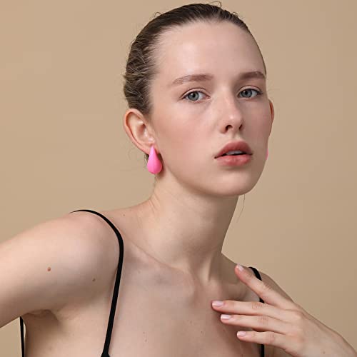Image of Apsvo Chunky 14K Gold Plated Hoop Earrings for Women, Lightweight Waterdrop Hollow Open Hoops, Hypoallergenic Dupes Earrings