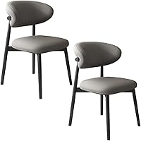 Vista 1 de YVYKFZD Dining Chairs Set, Upholstered Kitchen Chairs, Dining Room Chair with Wooden Legs and Curved Back, Leather Living Room Chair, for Offices