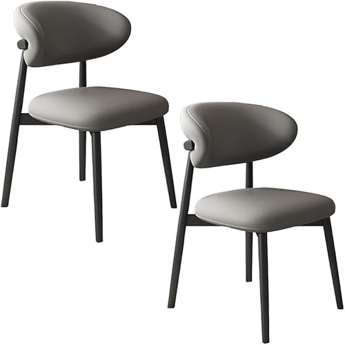 YVYKFZD Dining Chairs Set, Upholstered Kitchen Chairs, Dining Room Chair with Wooden Legs and Curved Back, Leather Living Room Chair, for Offices