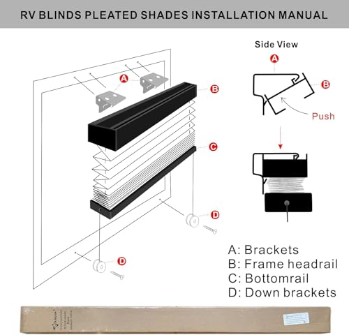 Image of Dulepax RV Blinds - Pleated Shades, 14 inch W x 26 inch L Black RV Window Shades for Camper, Travel Trailers, Motorhome's Window