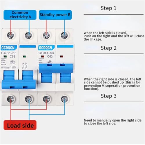 Commutateur de transfert manuel double puissance 32A 63A disjoncteur Rail Din 1P 2P 3P