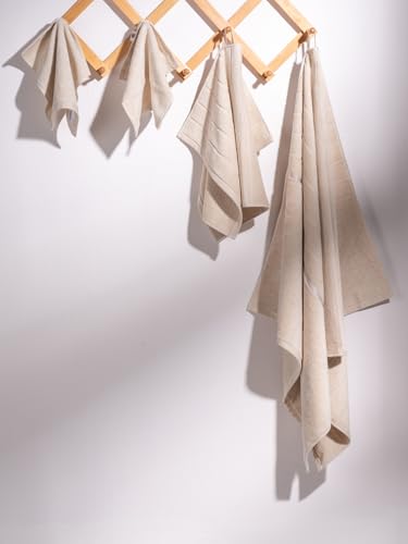 Image of DAMENSCH 100% Cotton Towels, Super Soft Towels Set, Ultra Absorbent Towel for Women, Quick Dry Face Towel for Men, Long Lasting Colours Bath, Hand and Face Towels-Serene Beige