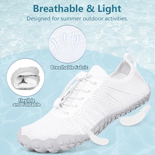 Image of Hike Barefoot Water Shoes for Women Men Footwear, Quick Dry Wide Toe Box Pro Beach Swim Athletic Sports Shoes, Non-Slip Lightweight Aqua Shoe for Pool Hiking Walking Kayaking Diving Surfing