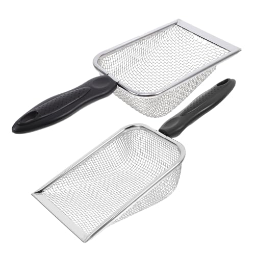 SUPVOX Pala da Sabbia Filtrante in Acciaio Inox 2 Pezzi per Esterni e Lettiera Animali Domestici, Set Attrezzi Multiuso per Spiaggia e Casa, Rete per Raccolta Conchiglie e Alimenti,