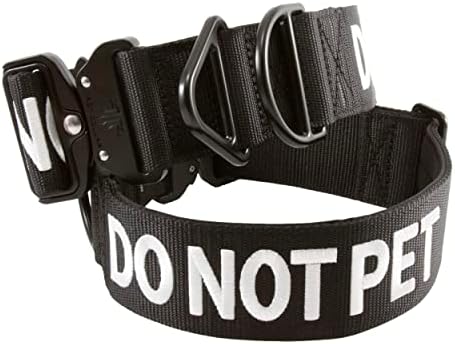 Tacticollar - DO NOT PET, 2 inch Nylon Collar for Medium and Large Dogs, Neoprene Padded Inside, Communicate Your Dogs Needs to Prevent Accidents (Black Large)