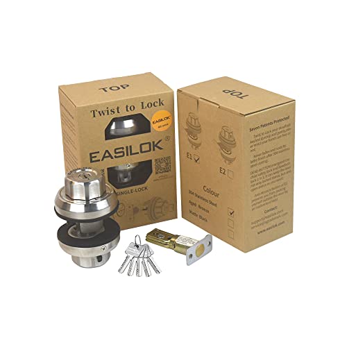 Easilok Twist To Lock Deadbolt Lock Keyless,Either Keeping Front Door Lock Locked As Well Unlocked Status As You Want By Child Safety Lock-Dead-Button On Interior Door Knob,Single Cylinder #TOP7