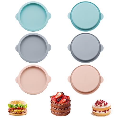TOKSEO Lot de 6 moules à œufs en silicone - Diamètre : 10 cm - Ronds - Pour œufs de petit-déjeuner, sandwichs, cupcakes, muffins