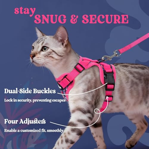 Image of rabbitgoo Cat Harness and Leash Set, Escape Proof Vest, Coconut Fuchsia