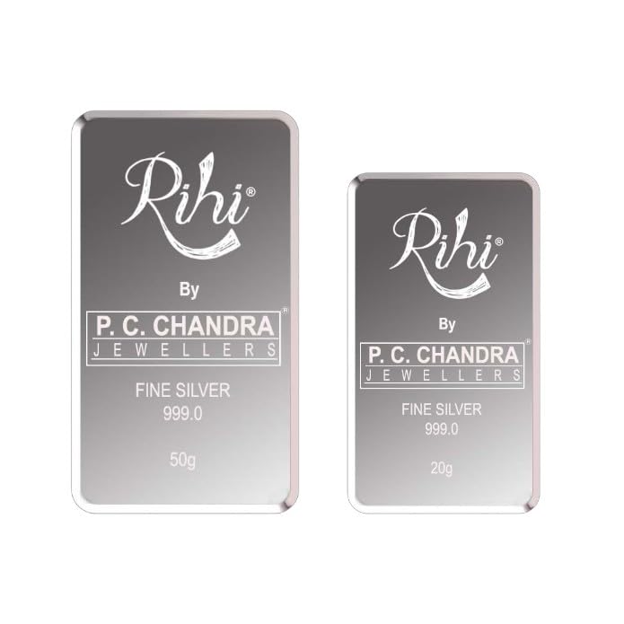 Image of Rihi By P.C. Chandra Jewellers 999 Purity Silver Bar cum Coin 70 Gram (50gm+20gm)