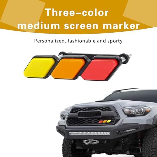Image of ijuicy 1 PC TRD Tri-Color Grille Decor Badge Emblem, Car Truck Label Decoration Accessories, Compatible with Tacoma 4Runner Tundra Sequoia Rav4 Highlander (Yellow & Orange & Red)