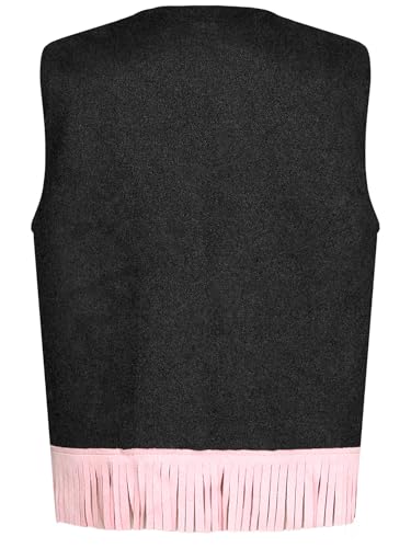 Western Cowgirl Fringe Vest for Kids Girls Sleeveless Open Front Vest Fringe Waistcoat Fancy Dress4