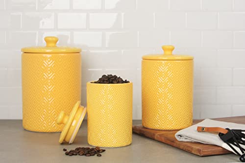 Image of 10 Strawberry Street CAN Yell Kitchen Canister Set, Set of 3, Diamond Yellow