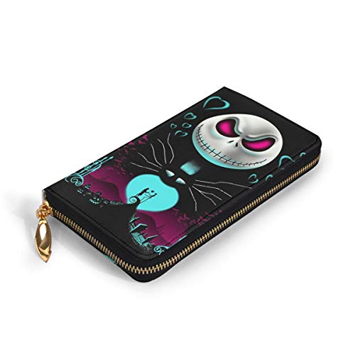 LMHBLTOP Nightmare Before Christmas RFID Blocking Money Organizers Genuine Leather Wallet Business Zip Wallet for Men,Women3