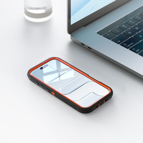 Image of Rugged Case Compatible with iPhone 17 Air | Heavy-Duty Shockproof Protective Cover, Black+Orange
