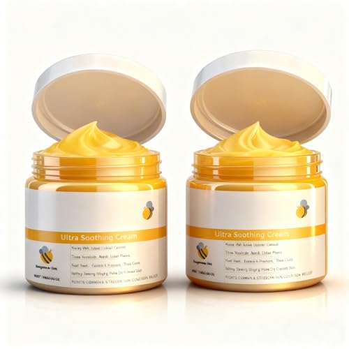 Beezema Soothing Honey Repair Cream Redness Soothing Cream & Itchy Skin Soothing Cream with Colloidal Oatmeal Olive Oil & Glycerin for Dry Sensitive & Irritated Skin(2pcs)