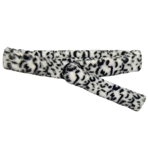 Retro Faux Fur Leopard Print Belt Furry Waistband Adjustable Waist Belt Vintage Punk Streetwear Accessory for Women Men