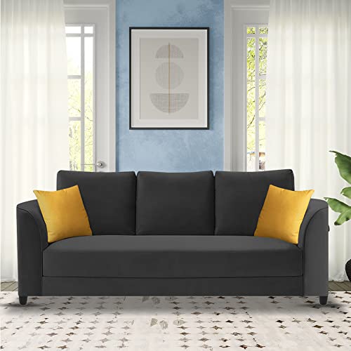 Image of Casaliving Francy 3 Seater Sofa Set for Living Room | (Black Fabric)