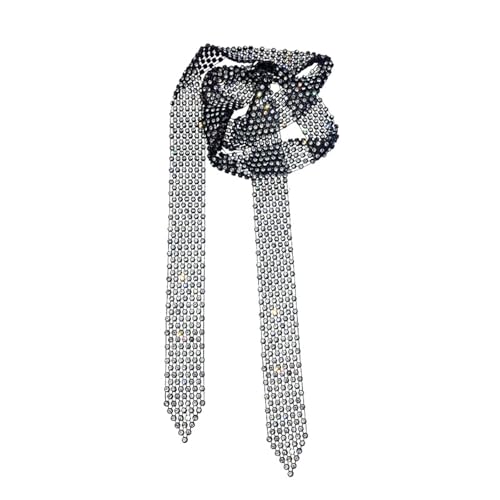 Collar unisex negro vintage brillante de diamantes de agua con borla larga para mujer, joyería de fiesta, collares, accesorios, regalos de moda