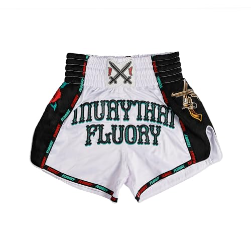 FLUORY Shorts de luta de Muay Thai, shorts de MMA, roupas para treinamento, gaiola, luta, artes marc