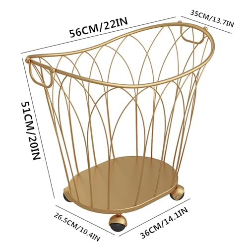 Light Luxury Iron Laundry Basket Dirty Clothes Basket Dirty with Pulleys High Value Modern Style Suitable for Home Hotel