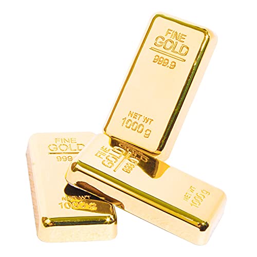 ZAHEPA Pack of 3 Fake Gold Bar Paperweights for Office Desk – Luxury Gift for Men & Women, Stylish Birthday...