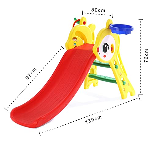 Image of FLIPZON 3-in-1 Rabbit Foldable Slider with Basketball Hoop and Ring Hoopla /for Boys and Girls /Toys for Home /Indoor or Outdoor /Age Group:1-3 Years (Plastic) (Multicolor)