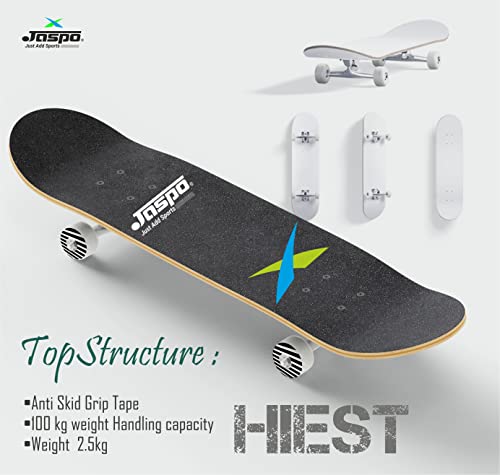 jaspo Heist (31"X 8") Complete Fully Assembled Skateboard, 7 Layer Wooden (Canadian Maple) Concave Skateboard For Boys, Kids, Youth, Adults – Made In India