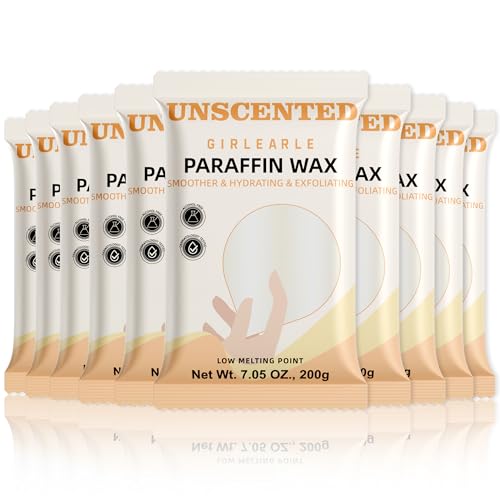 GIRLEARLE Paraffin Wax Refills 10 Packs Unscented for Paraffin Wax Bath Machine - for Dry Cracked Skin on Hands, Feet, Elbows - Moisturizing Hydration to Relieve Stiff Muscles & Joints