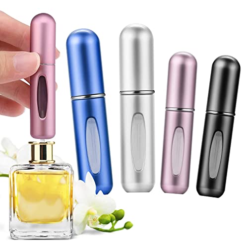 Suitedget 4Pcs Portátil Atomizador Perfume Recargable Con2pcs 5ml Atomizador 2Pcs 8ml Atomizador De Perfume Tamaño Mini Frasco Perfume Recargable Para Viajes y Bolso Cover