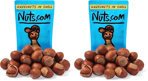 Nuts.com Oregon Hazelnuts in Shell, Filberts 1 lb Bag - Whole Raw Jumbo Hazelnuts - Gourmet, Freshly Harvested, Non-GMO, for Cooking, Baking, and Snacking (Pack of 2)