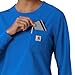 Carhartt Force Cross-Flex Scrubs for Women, Crew Neck Long Sleeve Scrub Top - Royal, L