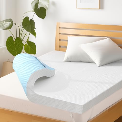 Subrtex 4 Inch Gel-Infused Memory Foam Mattress Topper High Density Breathable Bed Topper Rayon Made from Bamboo Cover CertiPUR-US Certified (Twin XL)