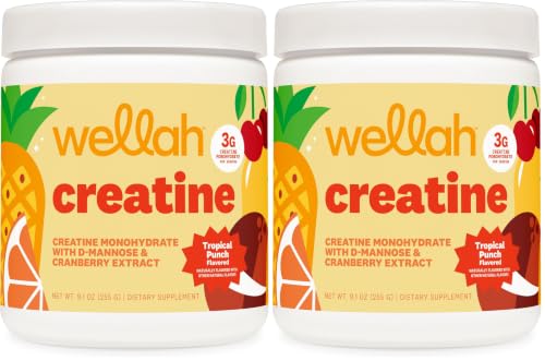 Wellah Creatine for Women (Tropical Punch) 50 Servings, 3g Per Serving (Pack of 2): retailer-supplied image