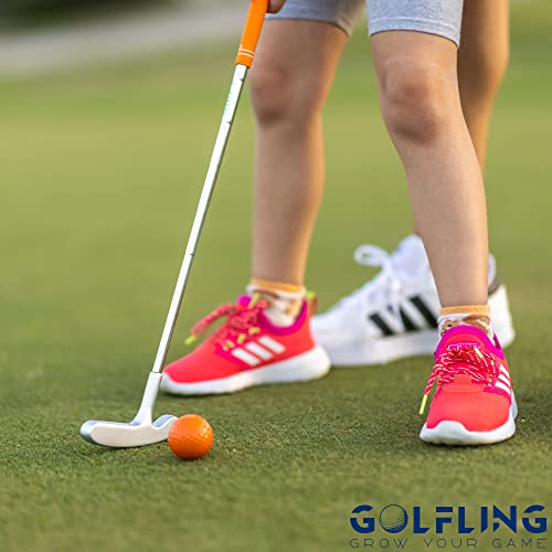 Golfling Golf Putter For Kids - 25 Inch Non-Moveable In Four Colors, Kids Putter For 5-7 Years, Two-Way Mini Golf Putter With Two Balls (Silver/Blue) #TOP3