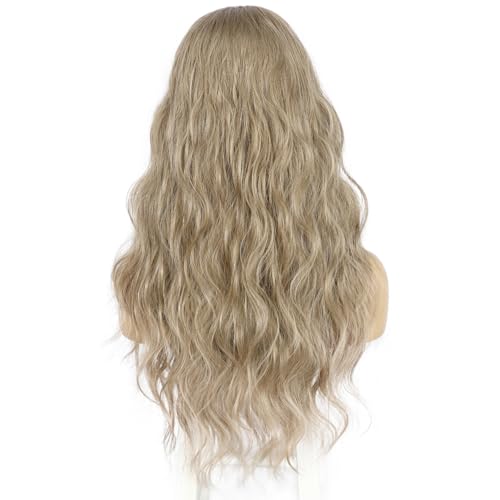 Sapphirewigs Headband Wig Brown Wavy Synthetic Wigs for Women Mix Light Brown Glueless Daily Wear Cosplay Headband Hair 150% Density 26 inch - Image 2