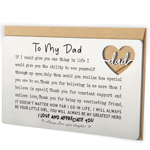 Image of YODOCAMP Dad Wallet Card Thank You Gift from Daughter, Appreciation Greeting Card for Father, Meaningful Birthday Fathers Day Gift, Pocket Reminder Card for Dad QBK15