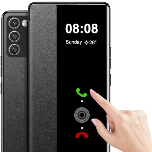 Coque Samsung S20 FE noire à rabat Clear View en cuir PU et TPU