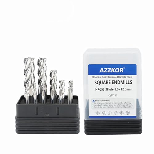 Image of Carbide Square End Mill HRC55 Double Edge 3 Flute TiAiN Coating Tungsten Steel for Aluminum Wood Endmills HRC55 1.0-12.0 Series